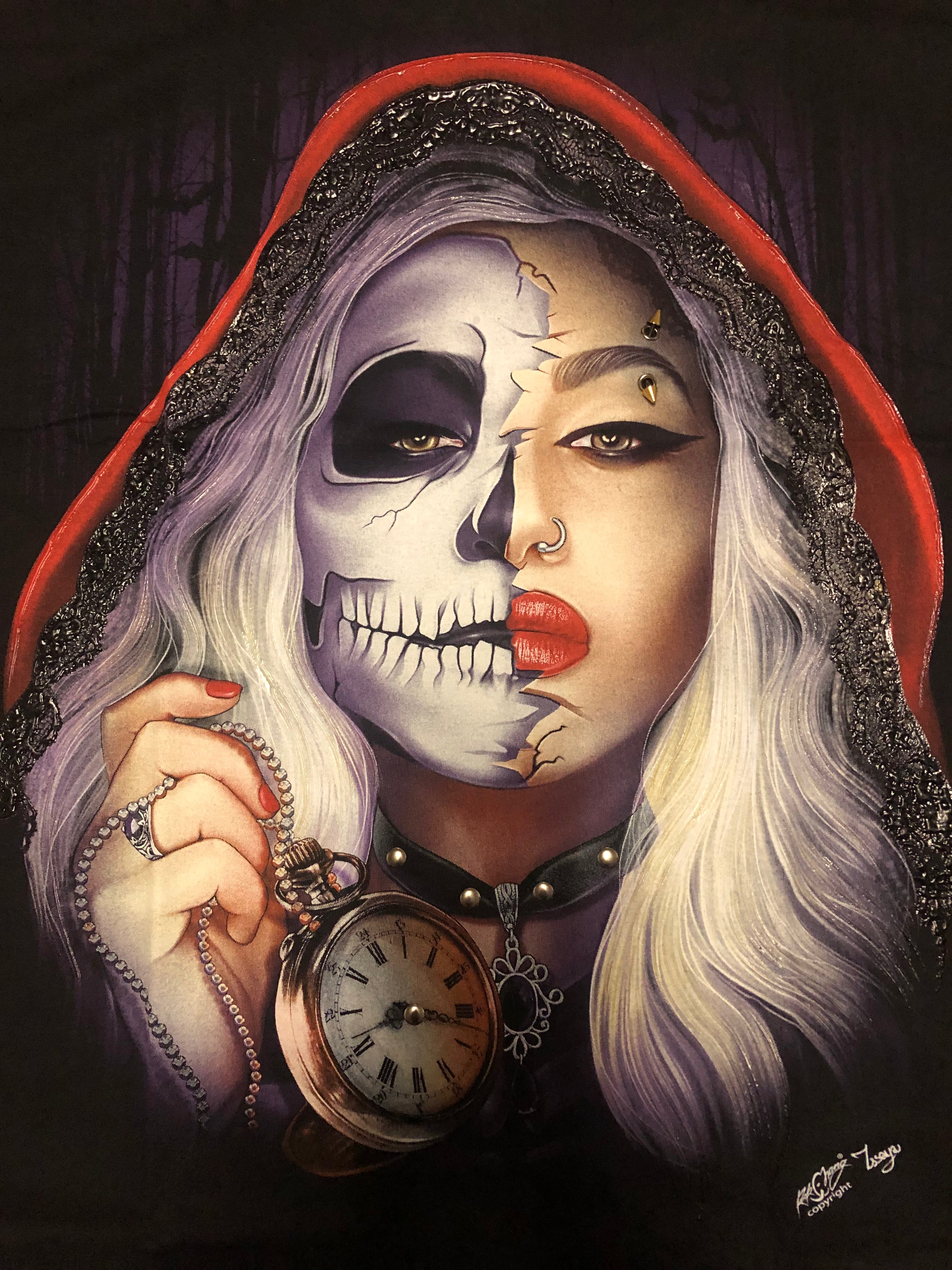 Day of the Dead Goth Girl T-shirt - Stud- 3D12 Secondary image