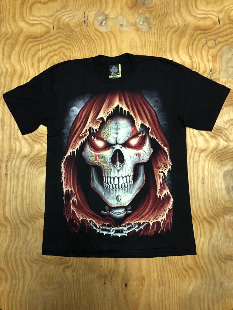 Skull t-shirt- Red Cowl- SK36