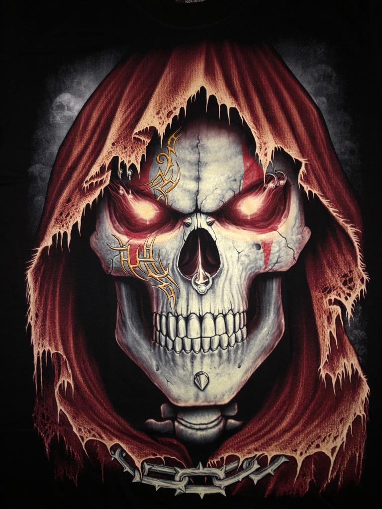 Skull t-shirt- Red Cowl- SK36