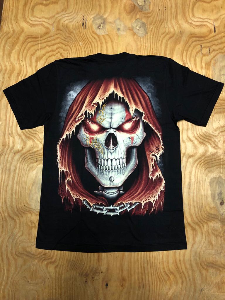 Skull t-shirt- Red Cowl- SK36
